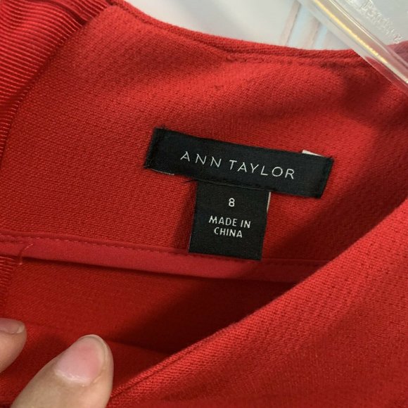 Ann Taylor Red 3/4 Fluted Sleeve Shift  Dress - Picture 4 of 6